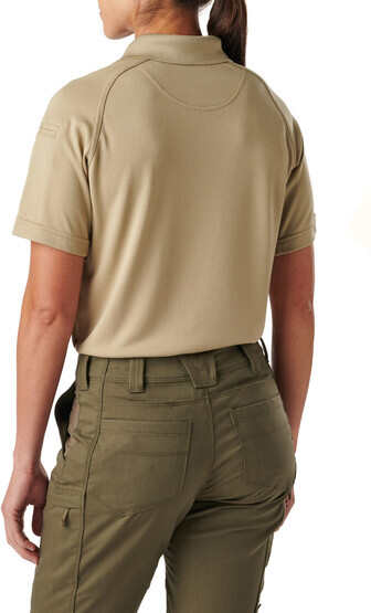 5.11 Women's Tactical Performance Short Sleeve Polo in Silver Tan with no roll collar